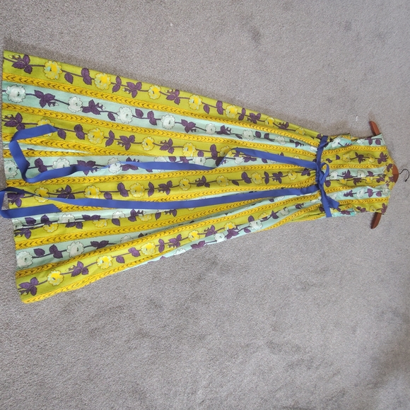 Vintage 70's Vibrant Sleeveless Maxi Dress VTG - Picture 12 of 16